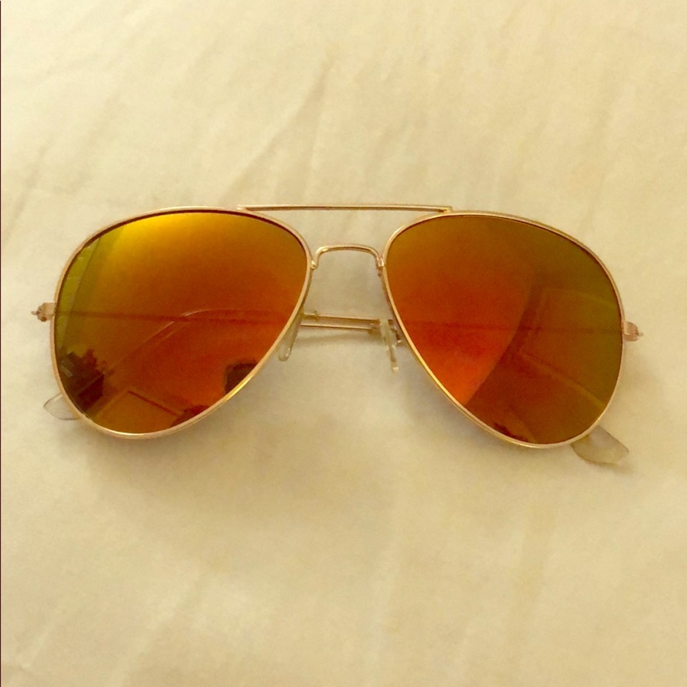 Gold Aviator Orange/Green Mirror Coated Sunglasses